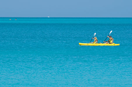 Kayakers on the ocean