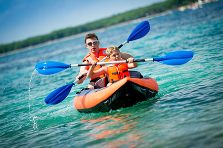 Father and son kayaking